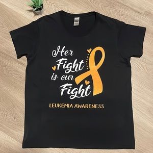 Leukemia Awareness Black T Shirt- Size L